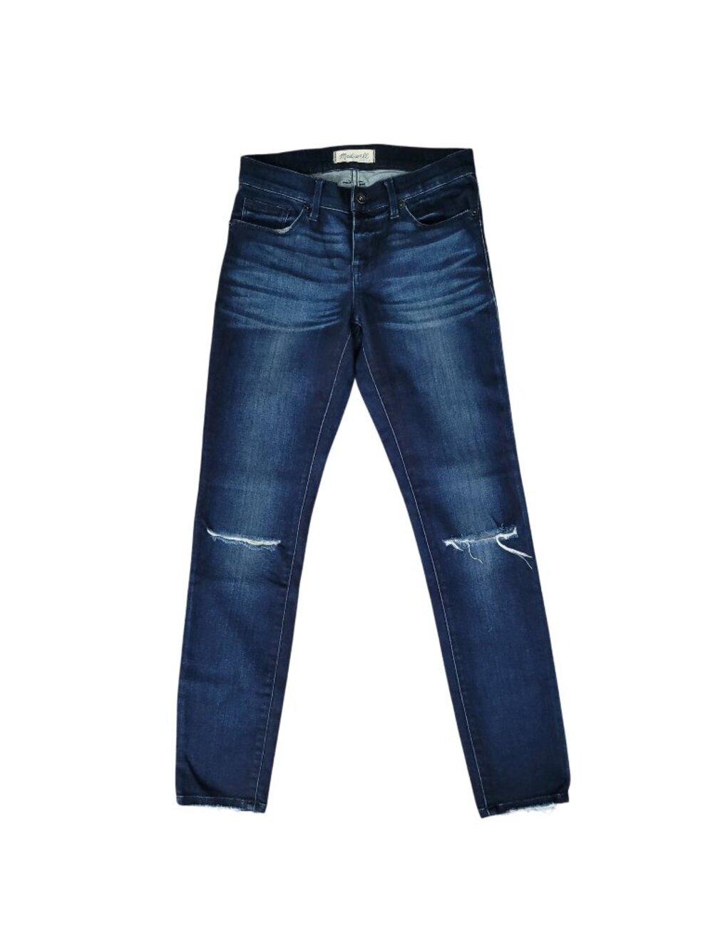 Madewell Low-Rise Distressed Skinny Jeans Womens Size 25 Dark Wash Denim